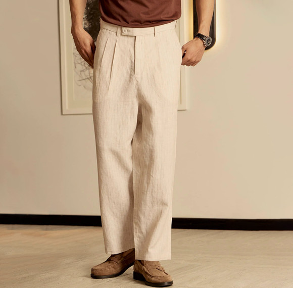 Custom Men's Classic Pleated Linen Trousers Manufacturer | Linenwind