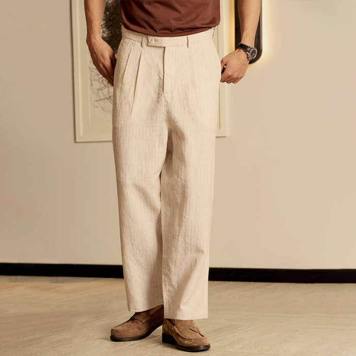 Custom Men's Classic Pleated Linen Trousers Manufacturer | Linenwind