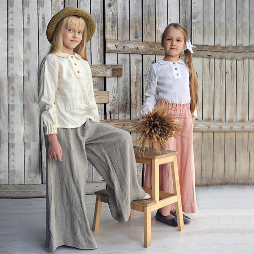Custom Girls' Soft Breathable Wide-Leg Linen Pants  Manufacturer | Linenwind