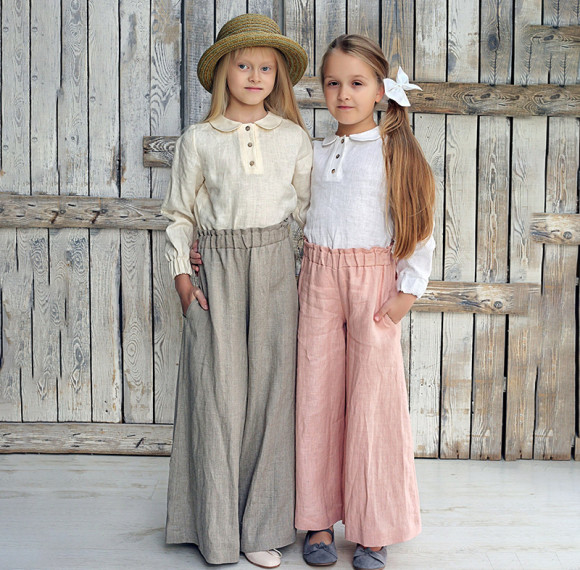 Custom Girls' Soft Breathable Wide-Leg Linen Pants  Manufacturer | Linenwind
