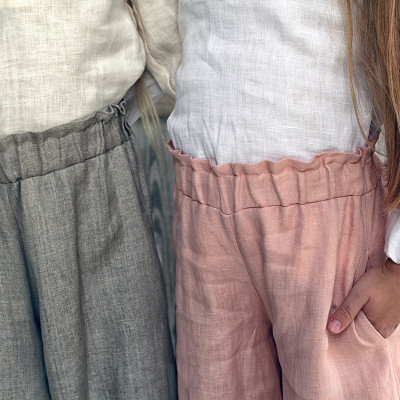 Custom Girls' Soft Breathable Wide-Leg Linen Pants  Manufacturer | Linenwind