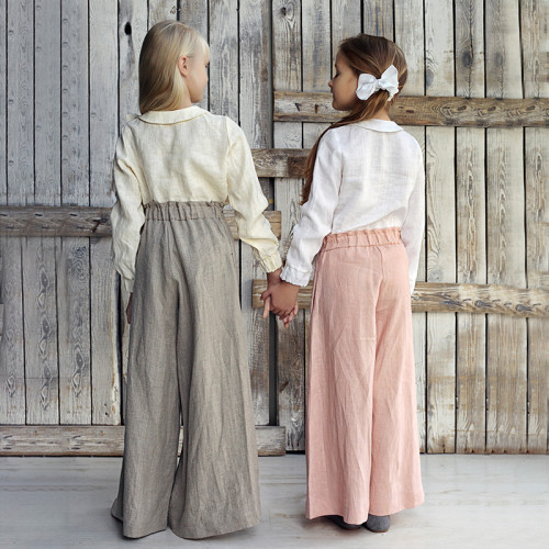 Custom Girls' Soft Breathable Wide-Leg Linen Pants  Manufacturer | Linenwind