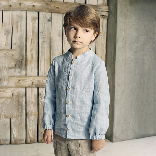 Custom Kids' Stand Collar Linen Shirt Manufacturer | Linenwind