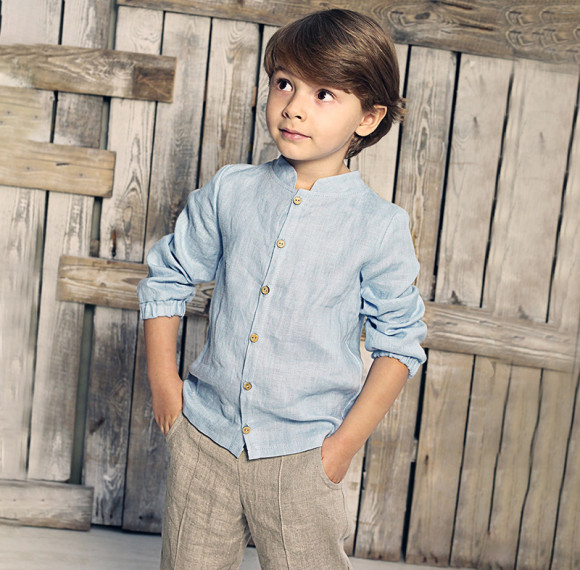 Custom Kids' Stand Collar Linen Shirt Manufacturer | Linenwind