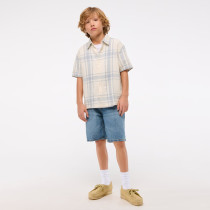 Custom Boys’Casual Short Sleeve Linen Plaid Shirt Manufacturer | Linenwind