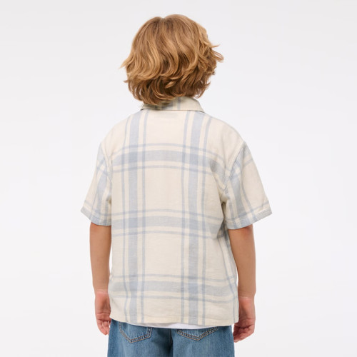 Custom Boys’Casual Short Sleeve Linen Plaid Shirt Manufacturer | Linenwind