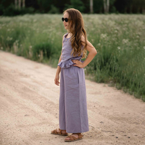 Custom Girls' Elastic Waist Linen Wide Leg Pants  Manufacturer | Linenwind