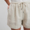 Custom Girls' Natural White Linen Drawstring Shorts Manufacturer | Linenwind