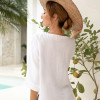Custom Women's White Casual Vacation Linen V-Neck blouse Manufacturer | Linenwind