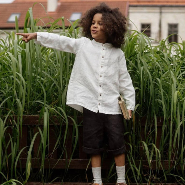 Custom Girls’Short Sleeve Linen Shirt Manufacturer | Linenwind
