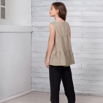 Custom Girls Sleeveless Tiered Ruffle Linen Top Manufacturer | Linenwind