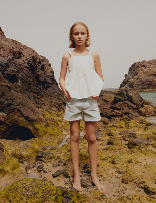 Custom Girls’White Linen Camisole Top Manufacturer | Linenwind