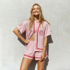 Custom Women’s Sun Embroidery Linen Short Sleeve Shirt Manufacturer | Linenwind