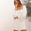 Custom Women’s Long Sleeve Square Neck Linen Mini Dress Manufacturer | Linenwind