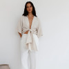 Custom Women’s Tie-Front Short Sleeve Linen Blouse Manufacturer | Linenwind