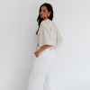 Custom Women’s Tie-Front Short Sleeve Linen Blouse Manufacturer | Linenwind
