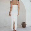 Custom Women’s White Linen Maxi Dress with Side Slit Manufacturer | Linenwind
