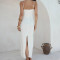 Custom Women White Linen Maxi Dress with Side Slit Manufacturer | Linenwind