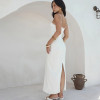 Custom Women’s White Linen Maxi Dress with Side Slit Manufacturer | Linenwind