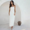 Custom Women White Linen Maxi Dress with Side Slit Manufacturer | Linenwind