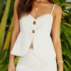 Custom Women White Linen Buttoned Camisole Top Manufacturers | Linenwind