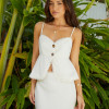 Custom Women White Linen Buttoned Camisole Top Manufacturers | Linenwind