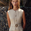 Custom Women Sleeveless Beige Resort-Style Casual Linen Maxi Dress Manufacturer