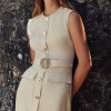 Custom Women Sleeveless Beige Resort-Style Casual Linen Maxi Dress Manufacturer
