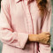 Custom Women Pink Long-Sleeve Collared Linen Mini Shirt Dress Manufacturer
