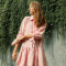 Custom Women Pink Long-Sleeve Collared Linen Mini Shirt Dress Manufacturer