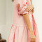Custom Women Pink Long-Sleeve Collared Linen Mini Shirt Dress Manufacturer