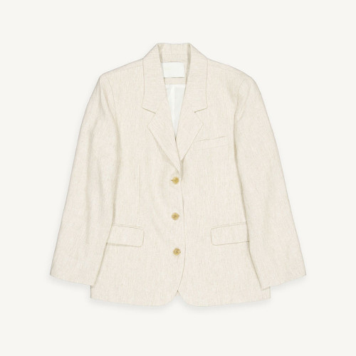 Custom Women Beige Breathable Linen Blazer Manufacturer