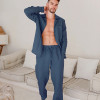 Custom Men Breathable Long-Sleeve Shirt & Pants Linen Pajama Set Manufacturer