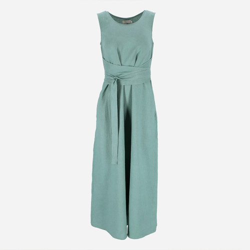 Custom Women Sleeveless Linen Tie Strap Maxi Dress Manufacturer