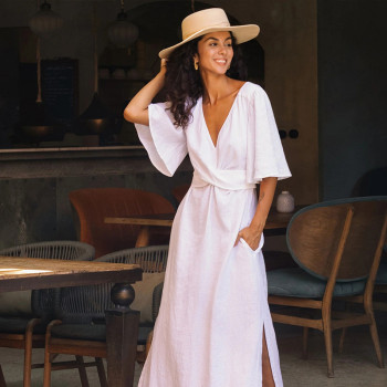 Custom White Linen Maxi Dress Manufacturer for Resort & Vacationwear Brands