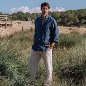 Custom Classic Casual Men Linen Long Sleeve Shirt Manufacturer