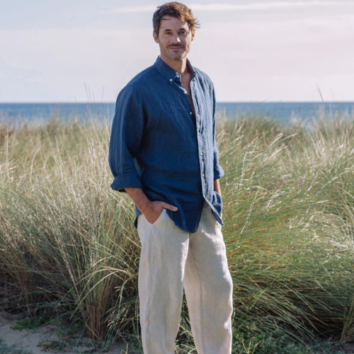 Custom Classic Casual Men Linen Long Sleeve Shirt Manufacturer