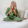 Custom Women Olive Green Linen Loungewear Set Manufacturer
