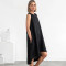Factory Custom Women Black Sleeveless Linen Midi Dress Manufacturer
