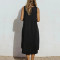 Factory Custom Women Black Sleeveless Linen Midi Dress Manufacturer