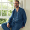 Supplier Custom Men Dark Blue Linen Pajama Set Manufacturer