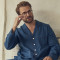 Supplier Custom Men Dark Blue Linen Pajama Set Manufacturer
