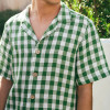 Custom Men Green Gingham Linen Nightwear Set Manufacturer