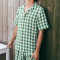 Custom Men Green Gingham Linen Nightwear Set Manufacturer