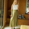 China Factory Custom Women Olive Green High Waisted Linen Skirt Manufacturer