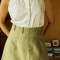 China Factory Custom Women Olive Green High Waisted Linen Skirt Manufacturer