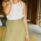 China Factory Custom Women Olive Green High Waisted Linen Skirt Manufacturer