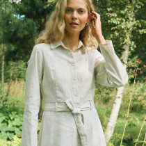 Custom Sustainable Women Long-Sleeve Linen Shirt Dress Manufacturer