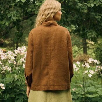 Custom Women Classic Brown Linen Blazer Manufacturer