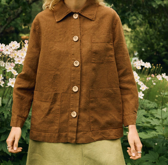 Custom Women Classic Brown Linen Blazer Manufacturer